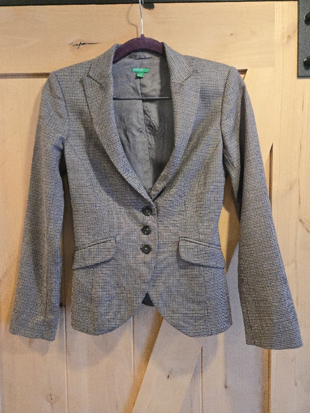 United Colors of Benetton Blazer Jacket, Size Small, Houndstooth